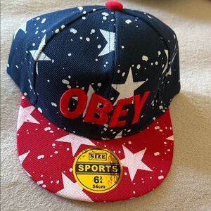 Kids Obey Red and Blue Star Cap NWOT